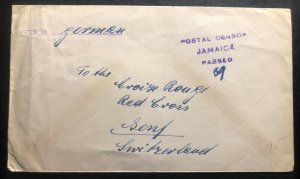 1942 Jamaica Prisoner of War Internment Camp Cover to Red Cross Gent Switzerland