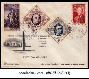 MONACO - 1956 FIPEX '56 / MONACO HONORS GREAT AMERICAN PRESIDENTS - 4V FDC