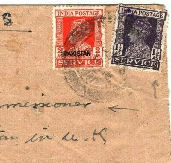 PAKISTAN Official Cover India 1948 LOCAL OVERPRINT *Ministry of Finance* MA544