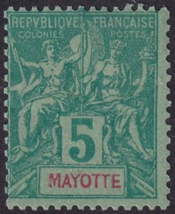 Mayotte 1892 Sc 4 MH* thin in centre