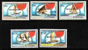 Aitutaki-SC#469-73 unused NH set-Canoes ovptd Royal Visit-19