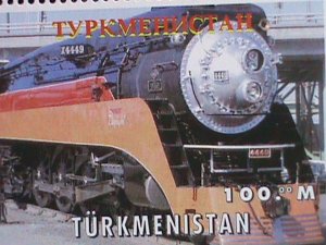 TURKMENISTAN STAMP-COLORFUL WORLD FAMOUS TRAINS-MNH SHEET-VF BEST QUALITY,