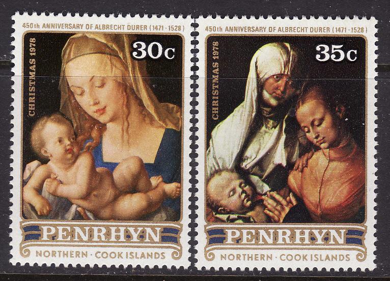 Penrhyn Island #105-6 F-VF Mint NH ** Christmas, Durer