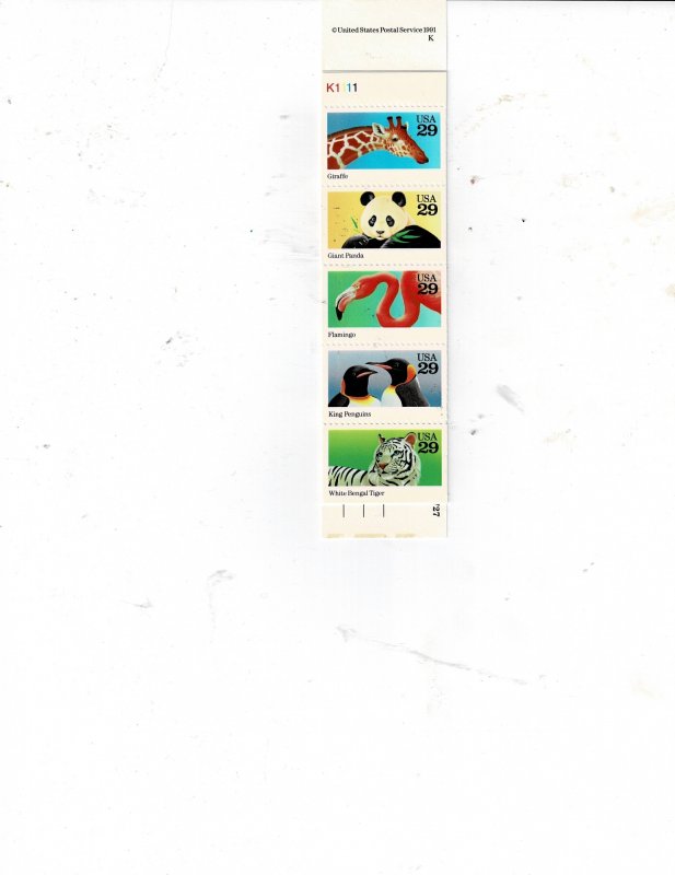 Wild Animals 29c US Postage Booklet Postage of 20 stamps #2705-09a VF MNH