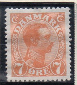 Denmark Sc 98 1918 7 ore orange Christian X  stamp mint