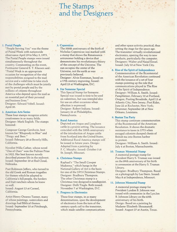 1973 USPS Souvenir Mint Set