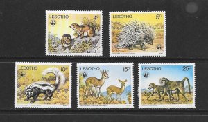 LESOTHO #228-32  ANIMALS  WWF   MNH