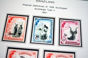 COLOR PRINTED SWAZILAND 1889-1966 STAMP ALBUM PAGES (14 illustrated pages)