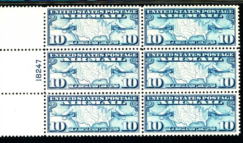 U.S. #C7 MINT PL# BLOCK OF 6 OG NH