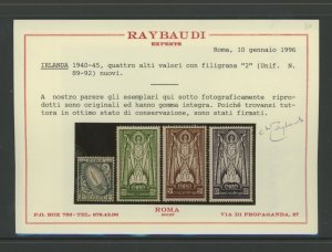 1940-45 IRELAND / IRELAND, n . 78/92 + 79a / b 17 values MNH / ** Raybaudi cert