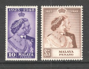 Malaya - Penang, Scott #1-2   VF, Unused, Silver Wedding, CV $40.50 ...  4970001