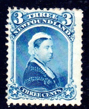 Newfoundland 1868-94 SC 34, blue, m/m, F, gum creas, S/H free, cat. $375.00