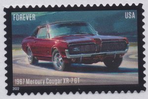 US 5718 Pony Cars 1967 Mercury Cougar XR-7 GT forever single (1 stamp) MNH 2022