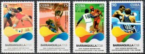 CUBA Sc# 6077-6080  CENTRAL AMERICAN CARIBBEAN GAMES Cpl set of 4  2018 MNH mint