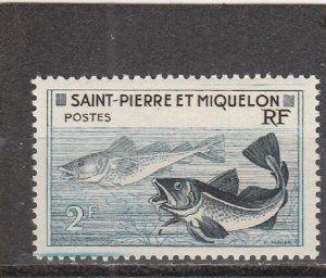 St. Pierre & Miquelon  Scott#  353  MH  (1957 Codfish)