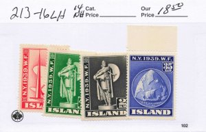 ICELAND  213-16  MLH  214  MNH  SCANS ENLARGE WHEN OPENED