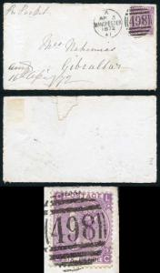 SG109 6d Mauve Plate 9 on Front to Gibraltar