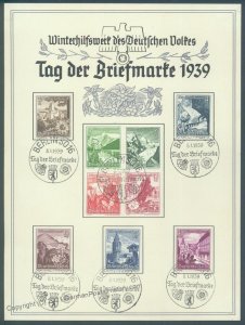 3rd Reich Germany 1939 Berlin WHW Winter Charities Stamp Day Sheet 106379