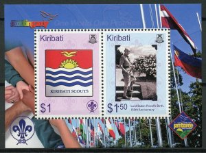 Kiribati 2007 MNH Centenary of Scouting 2v M/S Baden-Powell Scouts Flags Stamps