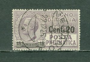 ITALY 1925 PNEUMATIC POST #D2 VERY FINE NICE CANCELLATION...$47.50