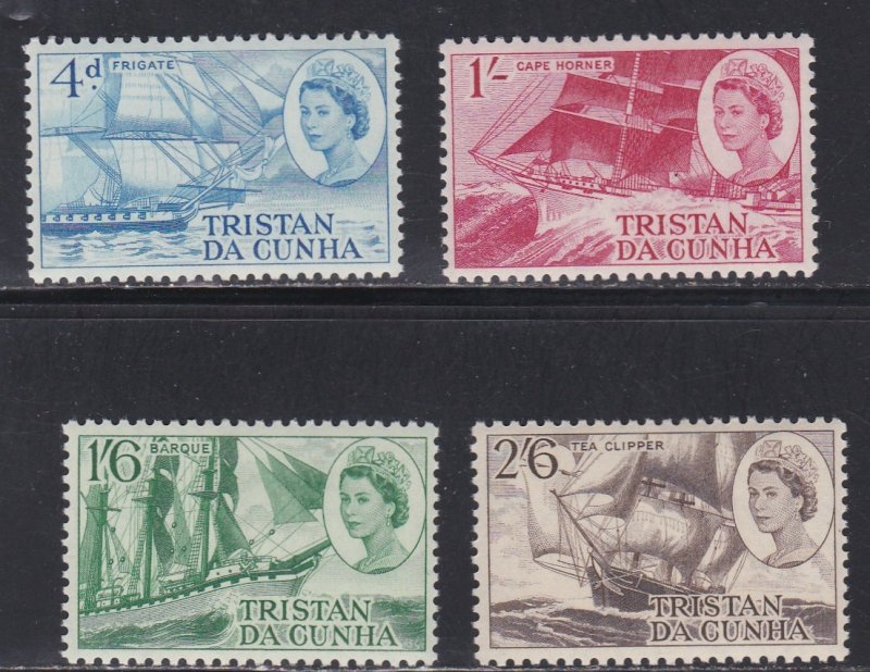 Tristan Da Cunha # 124-127, Sailing Ships, NH 1/2 Cat.