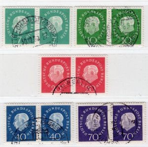 GERMANY BERLIN 1959 9N165-9N169 THEODOR HEUSS SET IN PAIRS VERY FINE USED