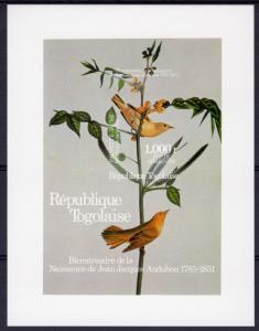 Togo 1985 Sc#1337 Audubon Birth Bicent.BIRDS DELUXE Souvenir Sheet Imperf.MNH