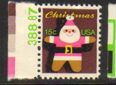 #1800 MNH plate # single 15c Christmas-Contemporary 1979  