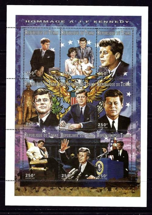 Chad 712J NH 1997 John F Kennedy sheet of 9 