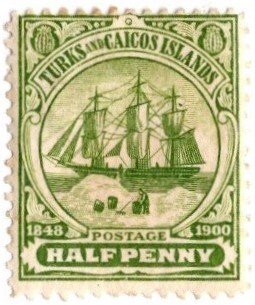 Turks & Caicos Scott #- 1,2,4,12 1/2 Penny, One Penny, 2 1/2 Penny, Three Pence