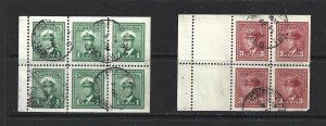 CANADA - 1942 KING GEORGE VI  BOOKLET PANES - SCOTT 249b AND 251a - USED