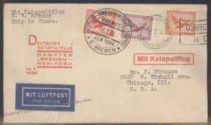 Germany 1930 Bremen Schleuderflug 14.7.1930 Catapult Cover Airmail Cachet 103290