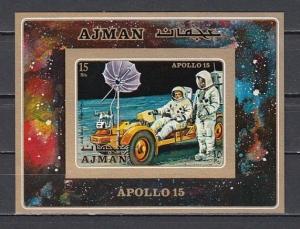 Ajman, Mi cat. 868, BL279 B. Apollo 15, Moon Buggy IMPERF s/sheet. ^