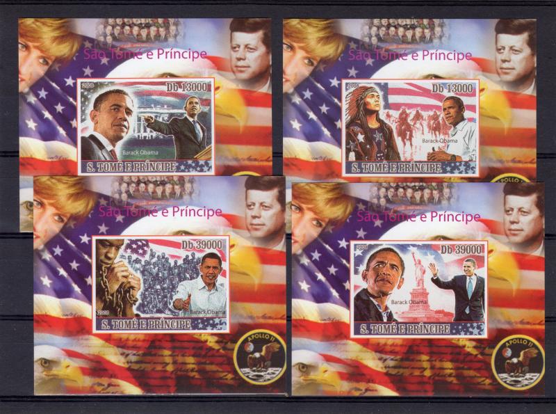 Sao Tome and Principe 2008 BARACK OBAMA 4 SS Imperf.MNH Mi.#3772/3775