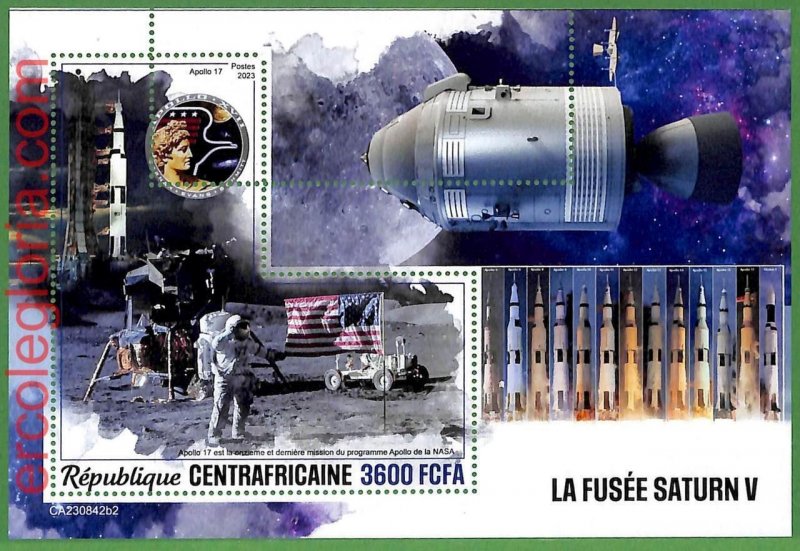 B1309 - Centrafricaine - ERROR MISPERF Stamp Sheet - 2023 - SPACE, Saturn V-