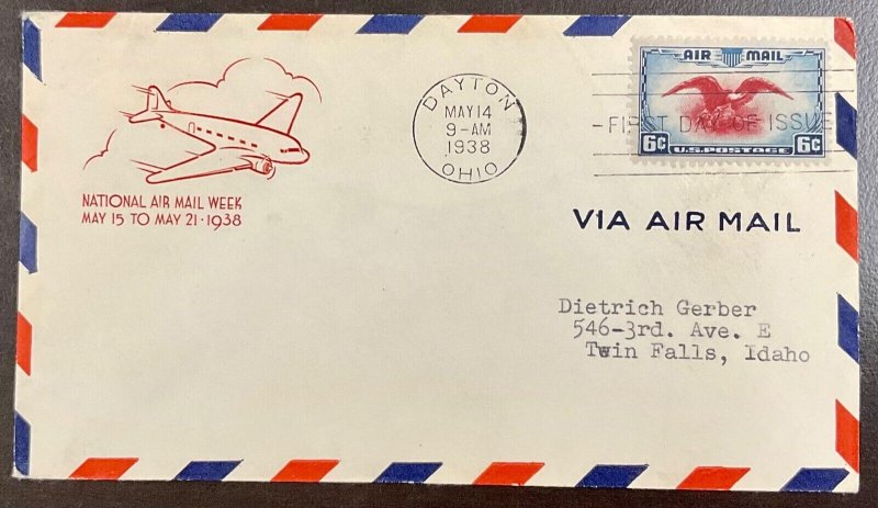 C23 House of Farnam cachet Eagle Holding Shield & Arrows FDC 1938 
