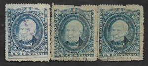 SE)1882 MEXICO, 3 TAX STAMPS OF 1C, DOCUMENTS AND BOOKS, USED