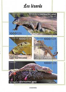 A7297 - CENTRAL AFRICAINE - MISPERF ERROR Stamp Sheet - 2022 - Reptiles, Lizards-