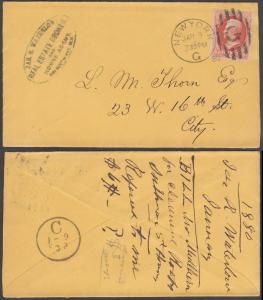 JAS. B. WATERLOW REAL STATE BROKER & AGENT COVER NEW YORK JAN 9,1880 BL1594