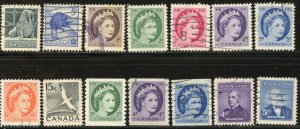 CANADA Sc#335-343, 345, 347-50 1954 Postage Complete Used