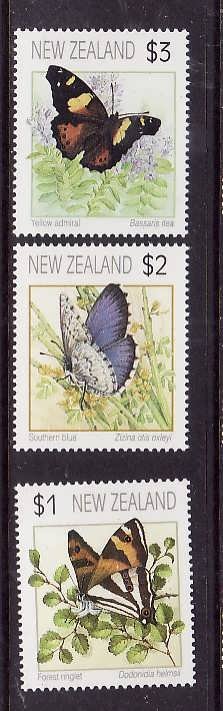 New Zealand-Sc#1075-unused NH $1,$2,$3 Butterflies-1991-2008-id2-