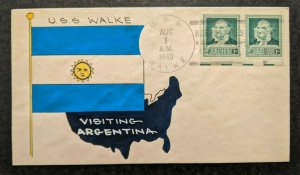 1940 Hand Painted USS Walke Weigand Buenas Aires Argentina Naval Cover