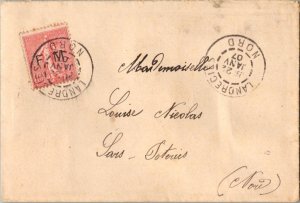 France 10c Sower Overprinted F.M. 1907 Landrecies, Nord to Sars-Poteries, Nord.
