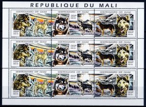 Mali 1997 Sc#908 SLED DOGS Eskimo/Alaskan Malamute/Siberian Husky MINI-SHEETLET