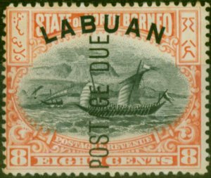 Labuan 1901 8c Black & Vermillion SGD6da P.14.5 x 15 Fine & Fresh Mtd Mint 