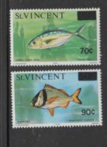 ST. VINCENT #463-464 1976 FISH SURCHARGED MINT VF NH O.G