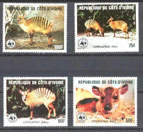 Ivory Coast Mi.881-84 MNH WWF/Zebra