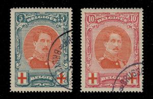 BELGIQUE BELGIUM - 1915 - COB 132 & 133 5c & 10c CROIX ROUGE (OBL. 1919)