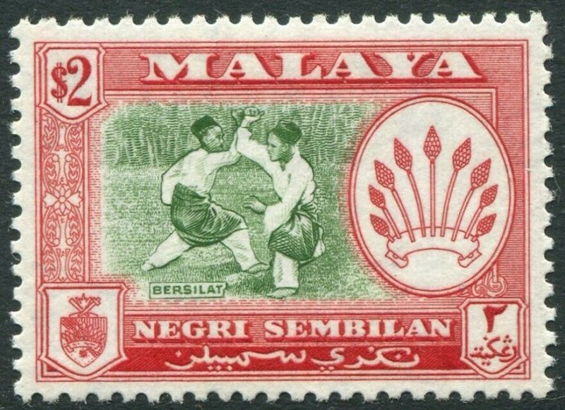 NEGRI SEMBILAN-1957 $2 Bronze-Green & Scarlet Perf 12½ Sg 78 LMM V42831