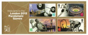 MS3371 2012 London 2012 Paralympic Games miniature sheet UNMOUNTED MINT/MNH